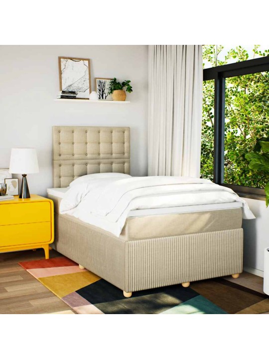 Box spring postel s matrací krémová 120x190 cm textil