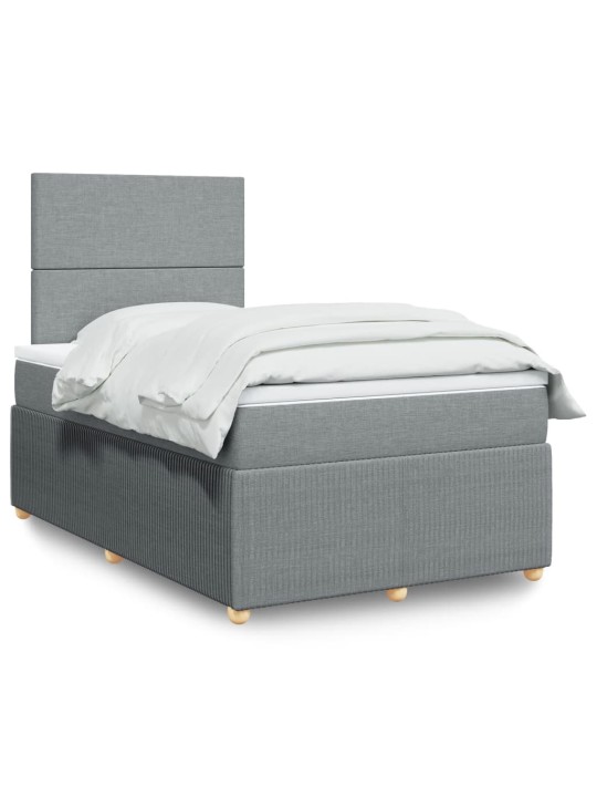 Box spring postel s matrací světle šedá 120 x 200 cm textil