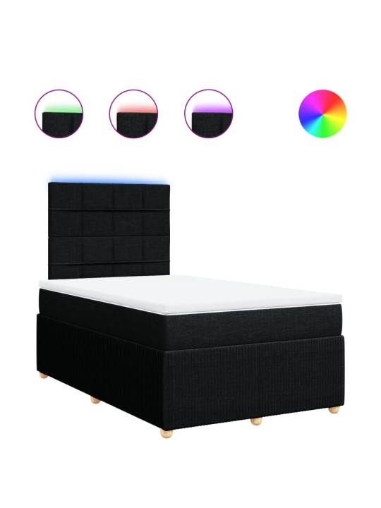 Box spring postel s matrací černá 120x200 cm textil