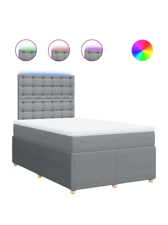 Box spring postel s matrací světle šedá 120 x 200 cm textil