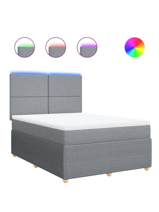 Box spring postel s matrací světle šedá 140 x 190 cm textil