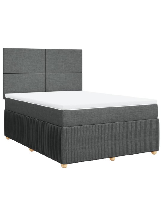 Box spring postel s matrací tmavě šedý 140 x 190 cm textil