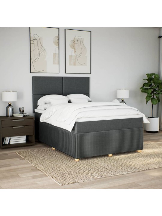 Box spring postel s matrací tmavě šedý 140 x 190 cm textil
