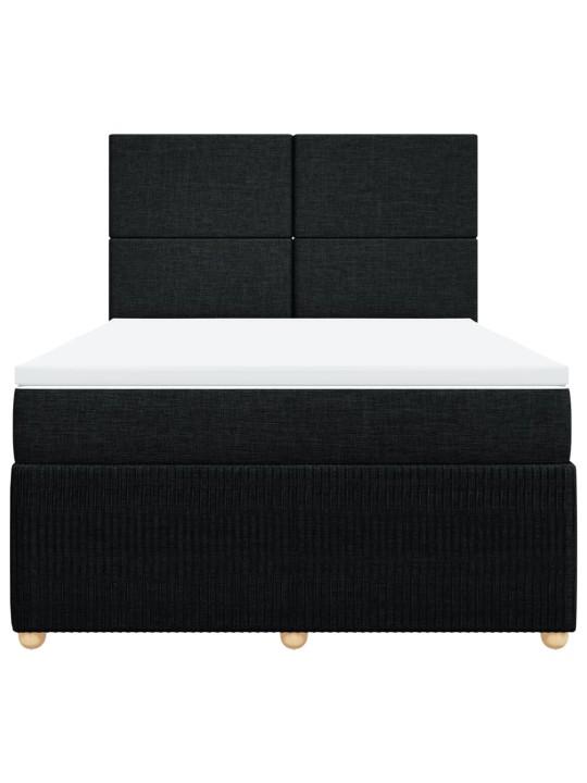 Box spring postel s matrací černá 140 x 190 cm textil