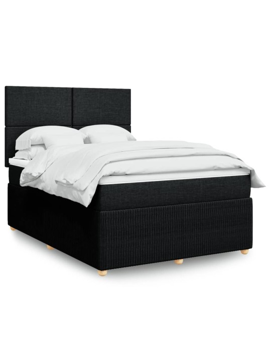 Box spring postel s matrací černá 140 x 190 cm textil