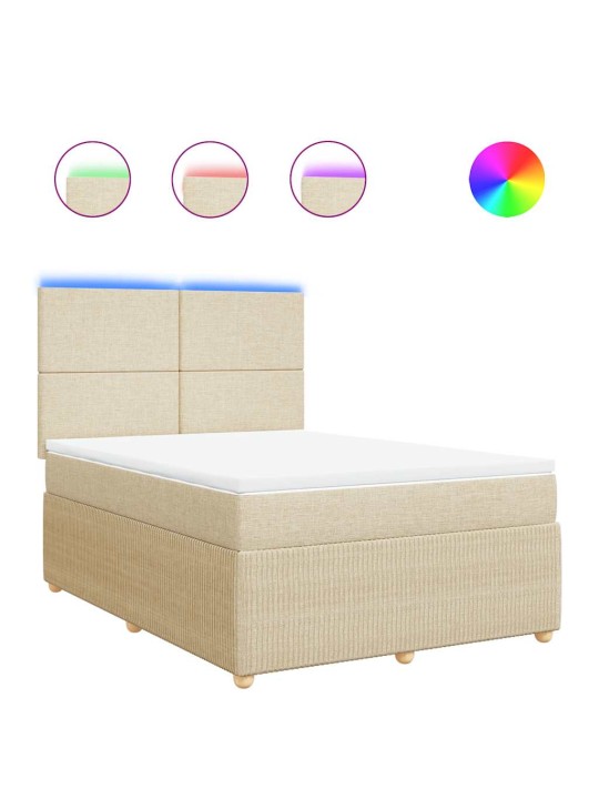 Box spring postel s matrací krémová 140x190 cm textil