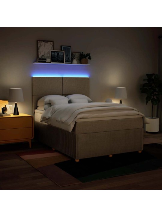 Box spring postel s matrací krémová 140x190 cm textil