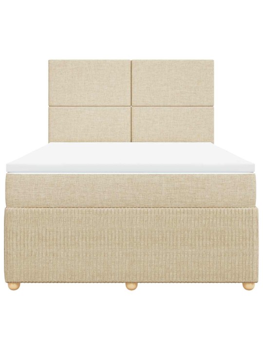 Box spring postel s matrací krémová 140x190 cm textil