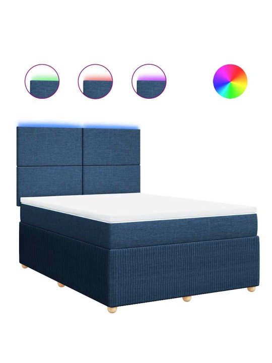 Box spring postel s matrací modrá 140x190 cm textil