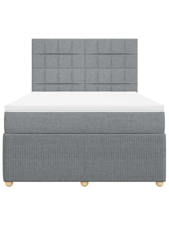 Box spring postel s matrací světle šedá 140 x 190 cm textil