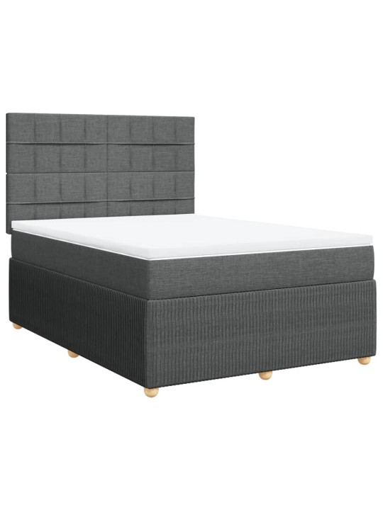 Box spring postel s matrací tmavě šedý 140 x 190 cm textil