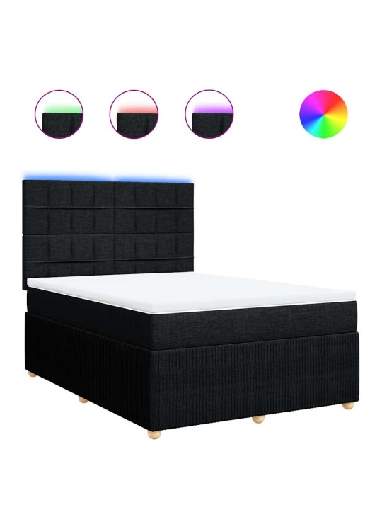 Box spring postel s matrací černá 140 x 190 cm textil