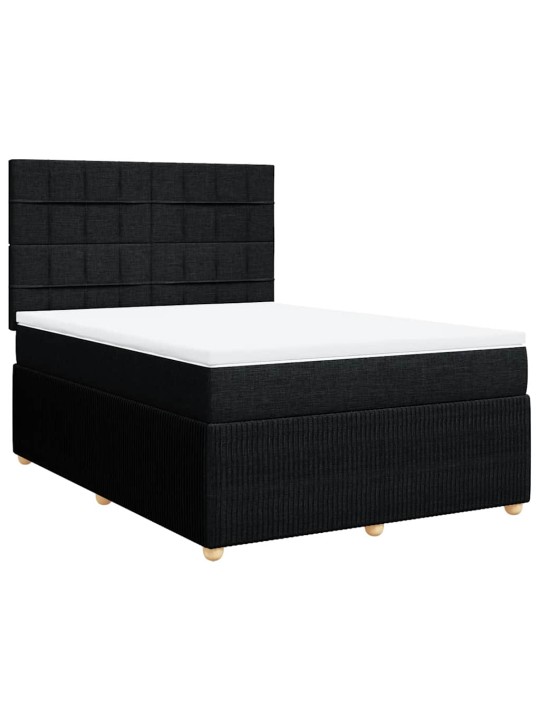 Box spring postel s matrací černá 140 x 190 cm textil