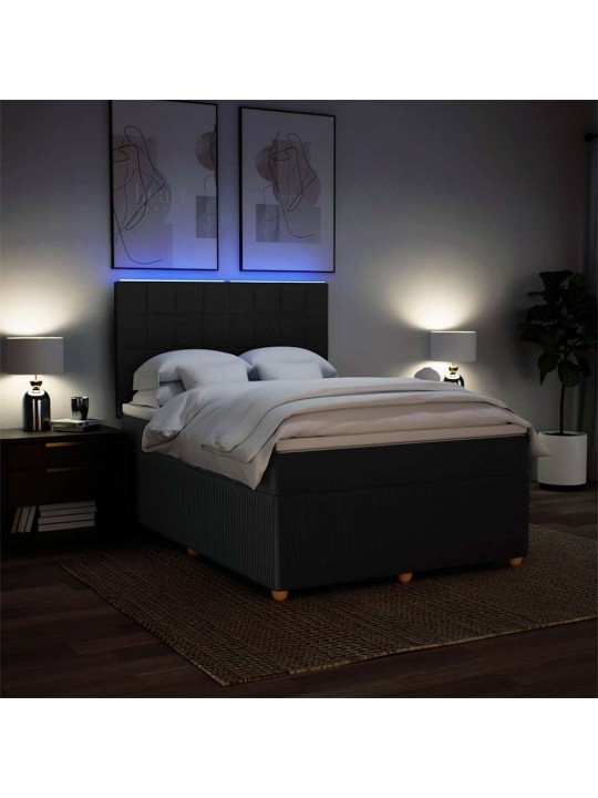 Box spring postel s matrací černá 140 x 190 cm textil