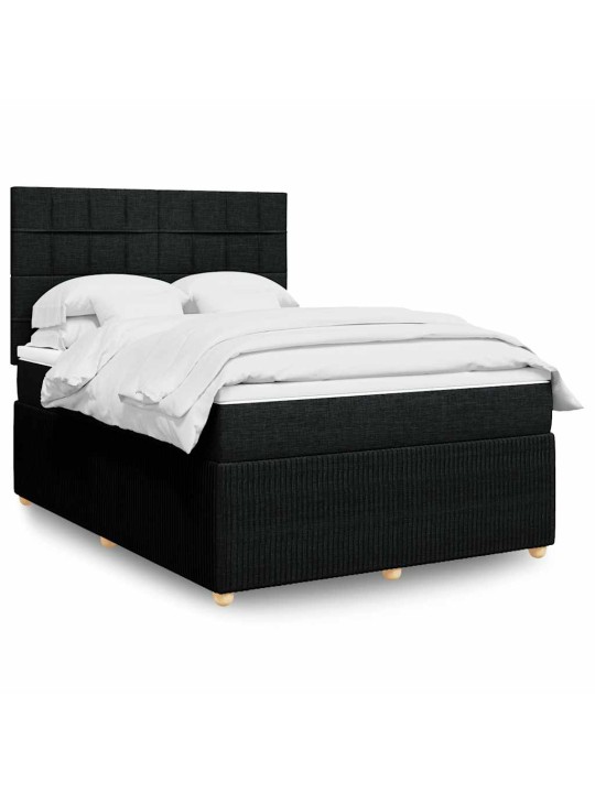 Box spring postel s matrací černá 140 x 190 cm textil