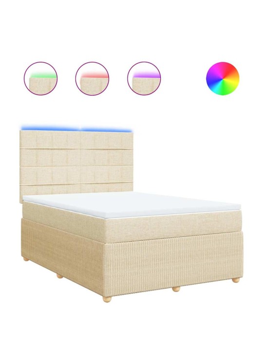 Box spring postel s matrací krémová 140x190 cm textil