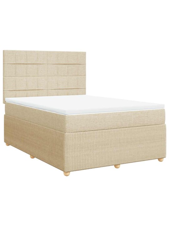Box spring postel s matrací krémová 140x190 cm textil