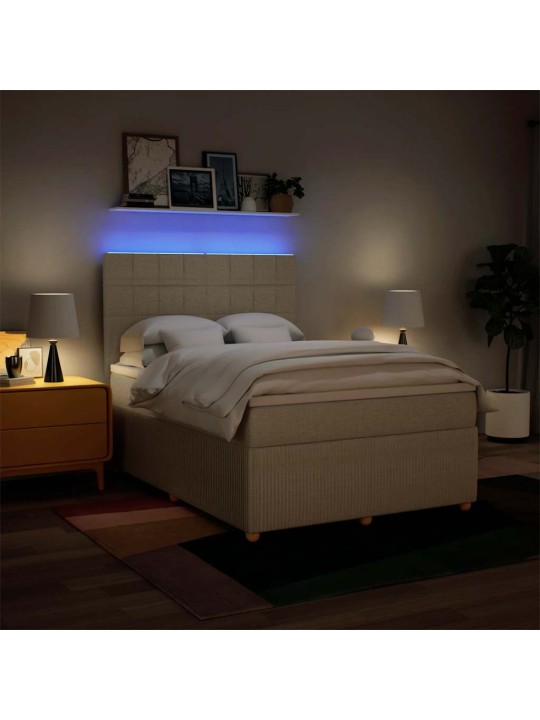 Box spring postel s matrací krémová 140x190 cm textil