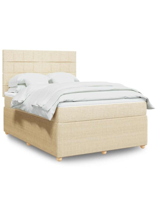 Box spring postel s matrací krémová 140x190 cm textil