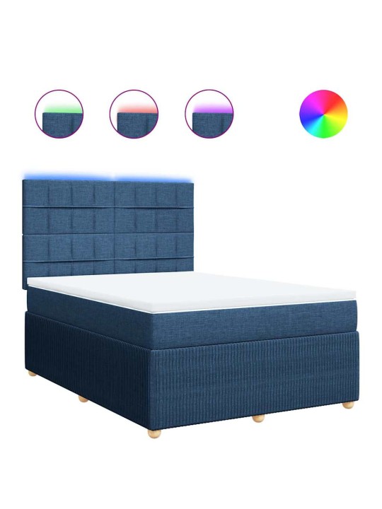 Box spring postel s matrací modrá 140x190 cm textil