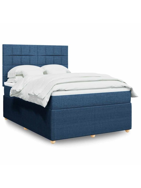 Box spring postel s matrací modrá 140x190 cm textil