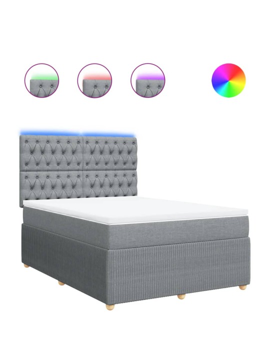 Box spring postel s matrací světle šedá 140 x 190 cm textil
