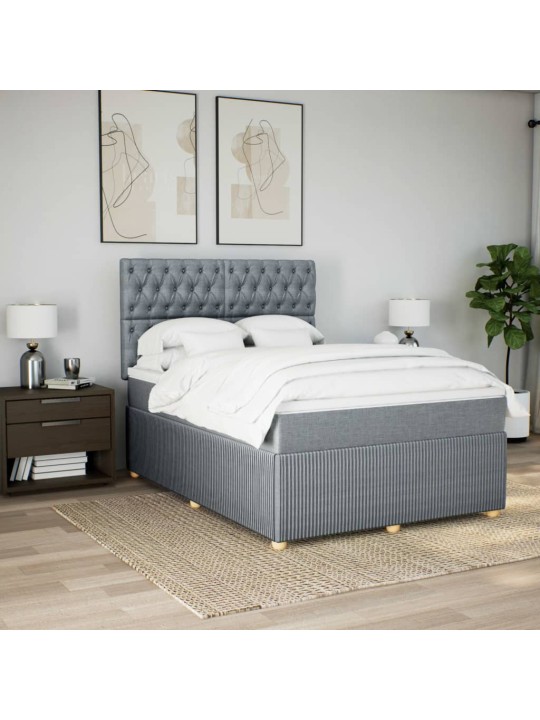 Box spring postel s matrací světle šedá 140 x 190 cm textil