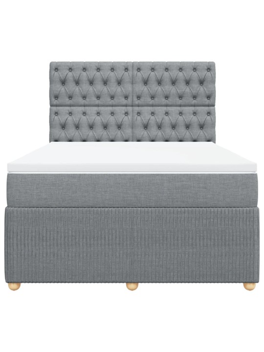 Box spring postel s matrací světle šedá 140 x 190 cm textil