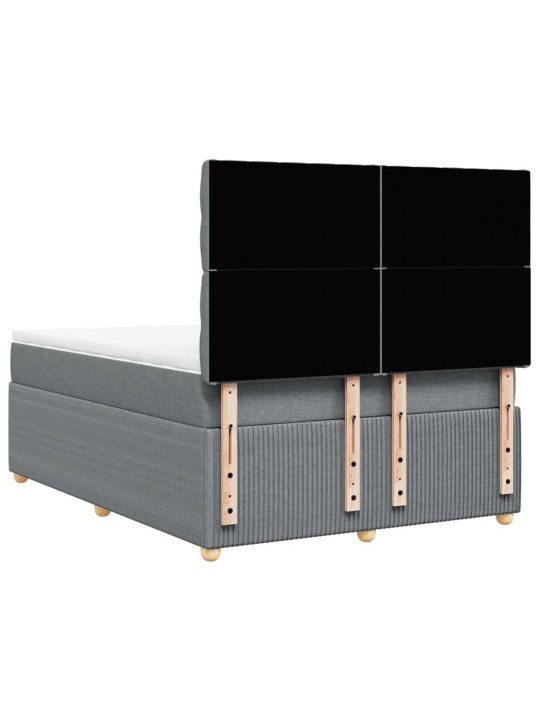 Box spring postel s matrací světle šedá 140 x 190 cm textil
