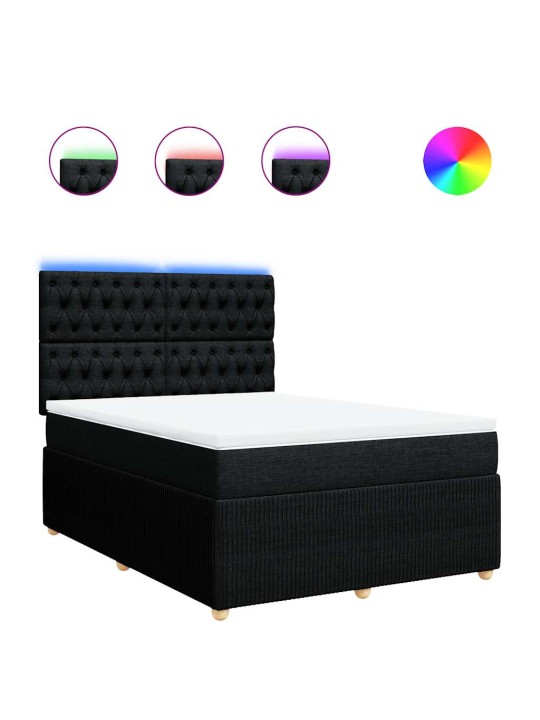 Box spring postel s matrací černá 140 x 190 cm textil