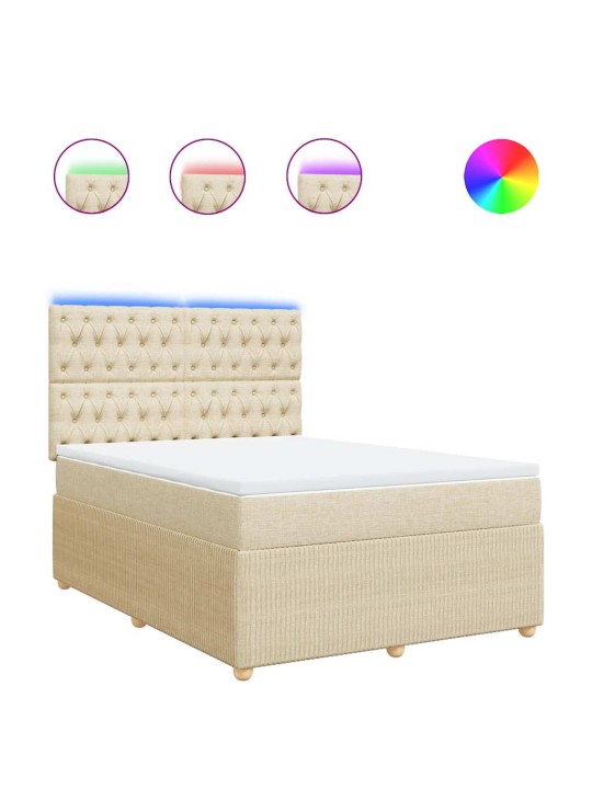 Box spring postel s matrací krémová 140x190 cm textil