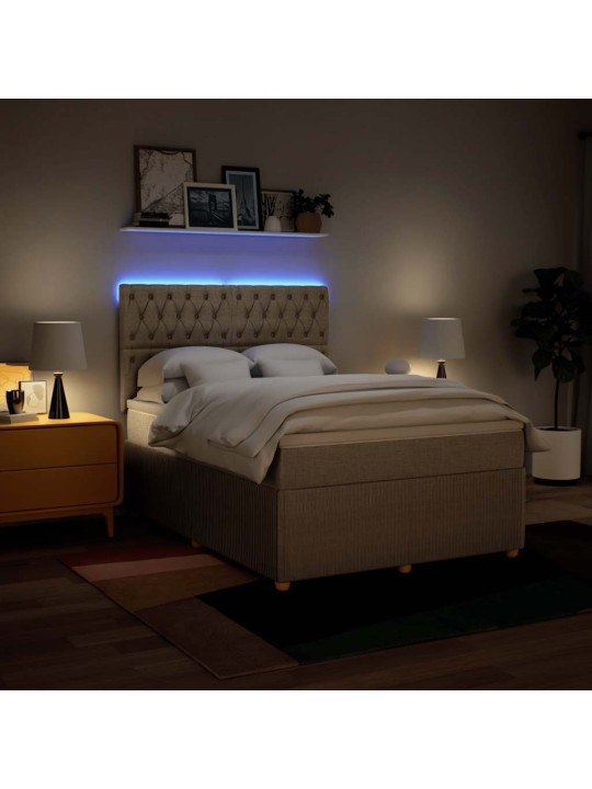 Box spring postel s matrací krémová 140x190 cm textil