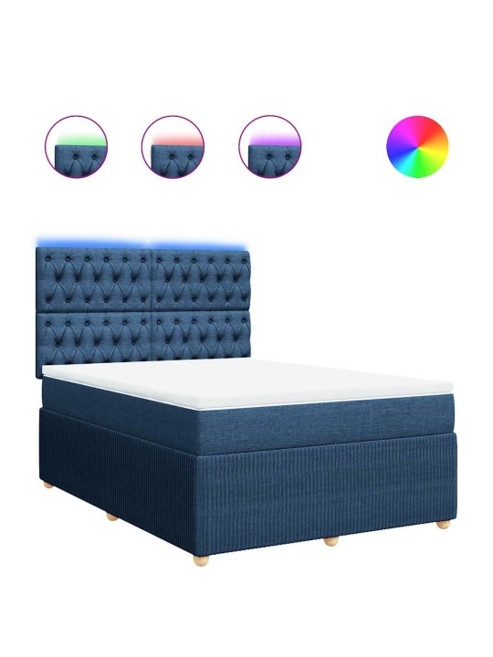 Box spring postel s matrací modrá 140x190 cm textil