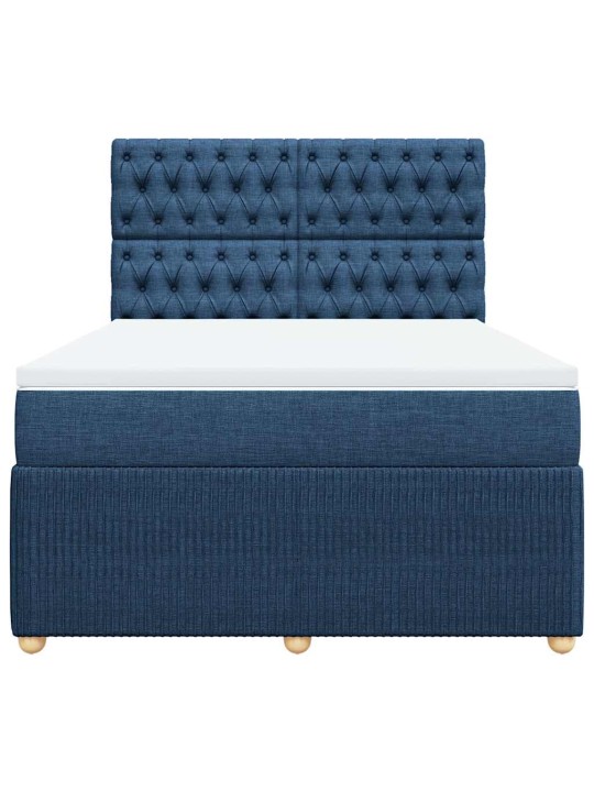 Box spring postel s matrací modrá 140x190 cm textil