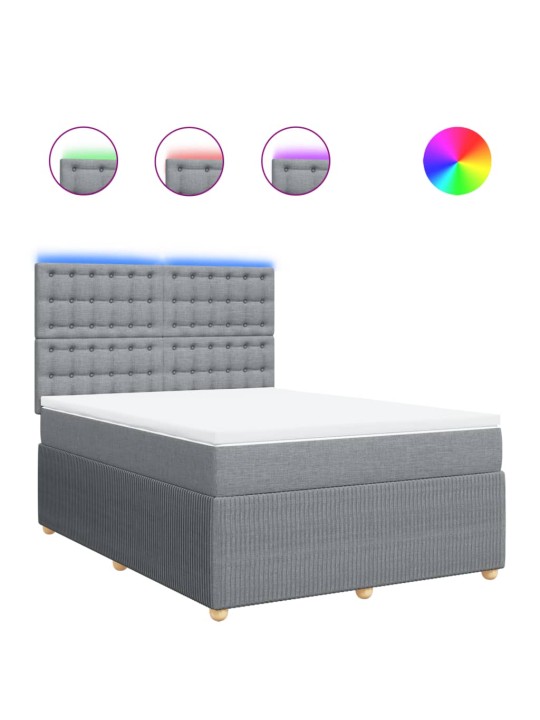 Box spring postel s matrací světle šedá 140 x 190 cm textil