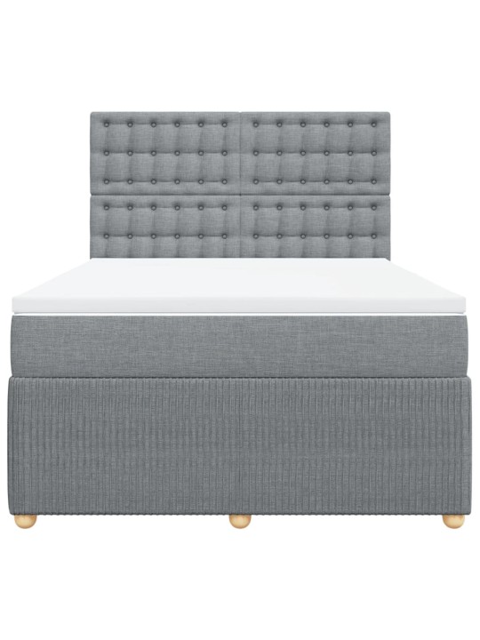 Box spring postel s matrací světle šedá 140 x 190 cm textil