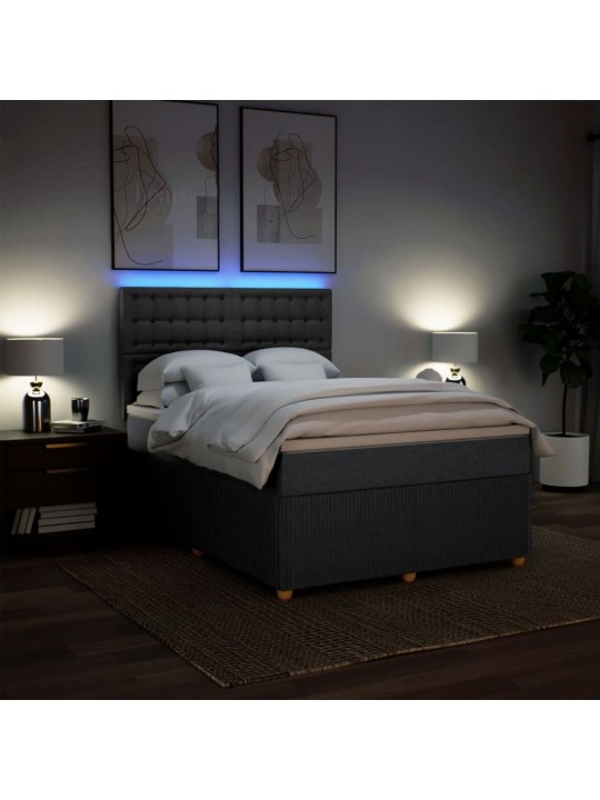 Box spring postel s matrací tmavě šedý 140 x 190 cm textil
