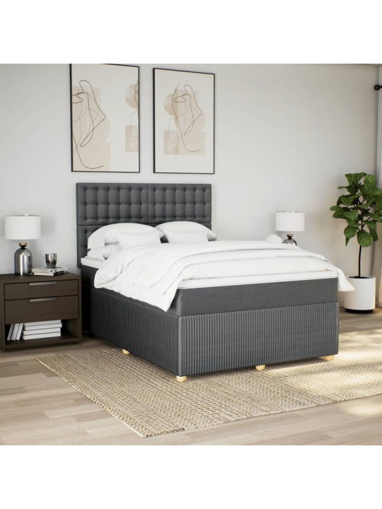 Box spring postel s matrací tmavě šedý 140 x 190 cm textil
