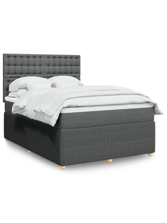 Box spring postel s matrací tmavě šedý 140 x 190 cm textil