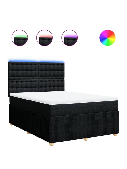 Box spring postel s matrací černá 140 x 190 cm textil