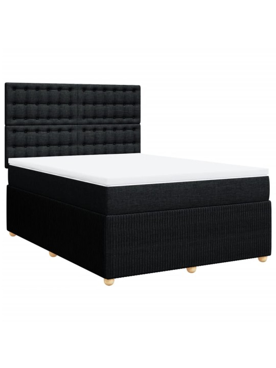 Box spring postel s matrací černá 140 x 190 cm textil