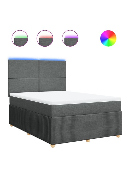 Box spring postel s matrací tmavě šedá 140x200 cm textil