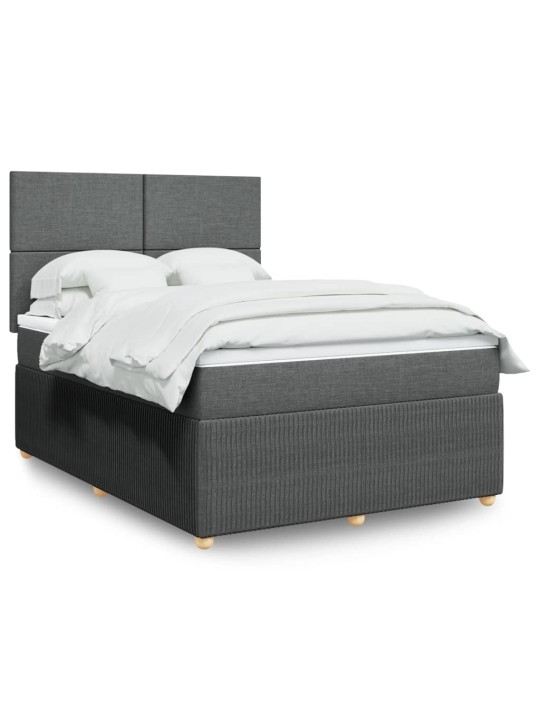 Box spring postel s matrací tmavě šedá 140x200 cm textil