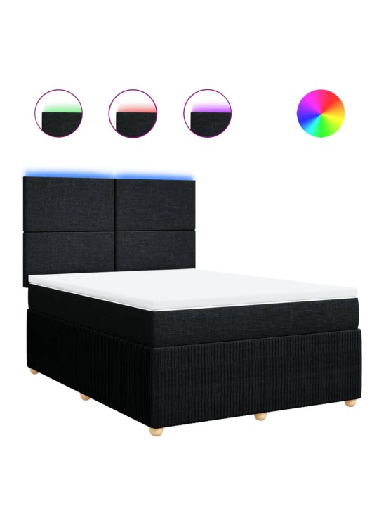 Box spring postel s matrací černá 140x200 cm textil