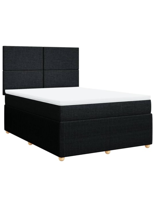 Box spring postel s matrací černá 140x200 cm textil