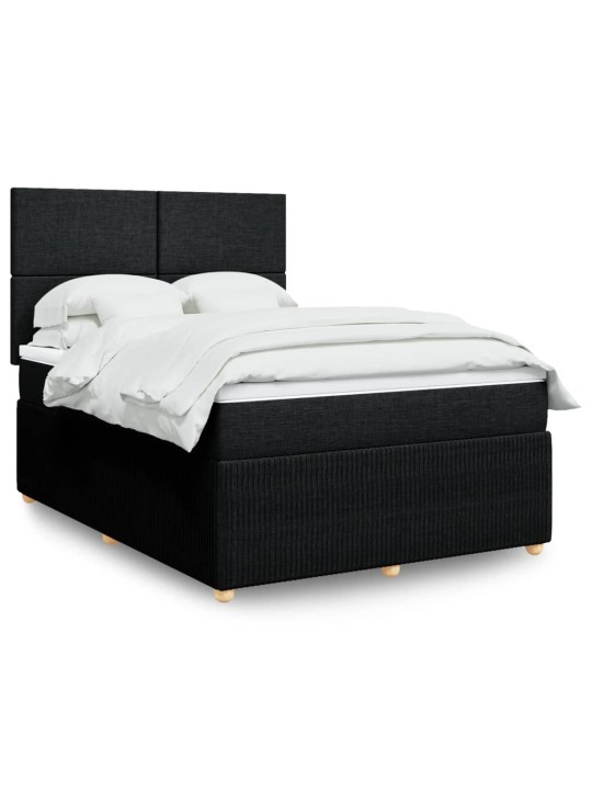 Box spring postel s matrací černá 140x200 cm textil