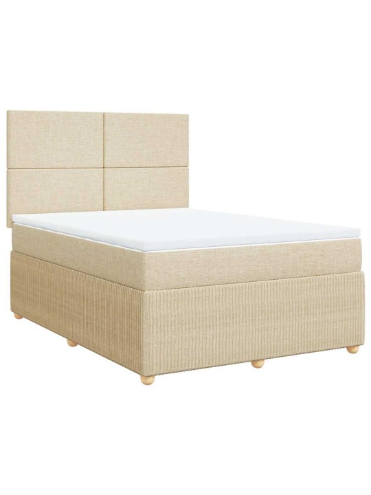 Box spring postel s matrací krémová 140x200 cm textil
