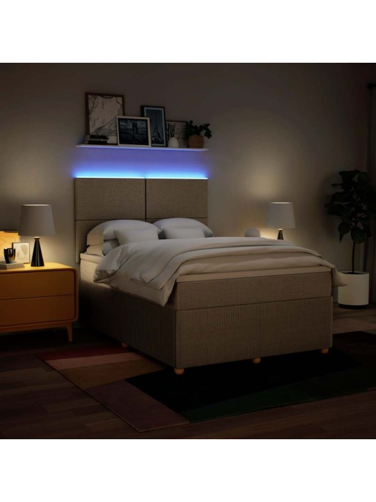 Box spring postel s matrací krémová 140x200 cm textil