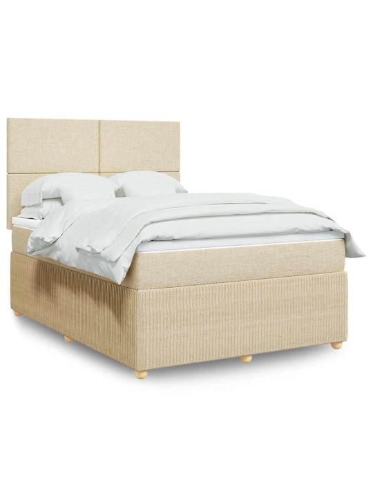 Box spring postel s matrací krémová 140x200 cm textil