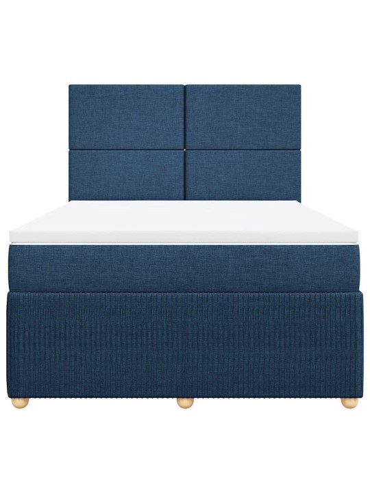 Box spring postel s matrací modrá 140x200 cm textil
